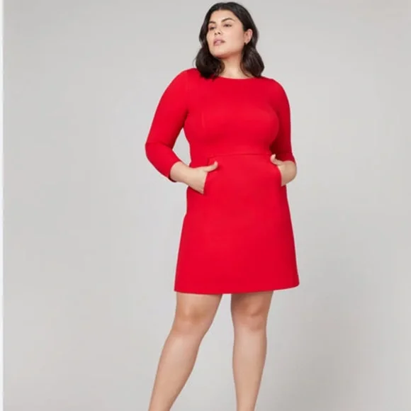 SPANX | Dresses | Spanx The Perfect Shift In True Red Ponte 34 Sleeve Dress  Business Nwt Large | Poshmark